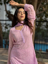 Fiorella Ombré Chikankari Lace Kurta Set (set of 3)